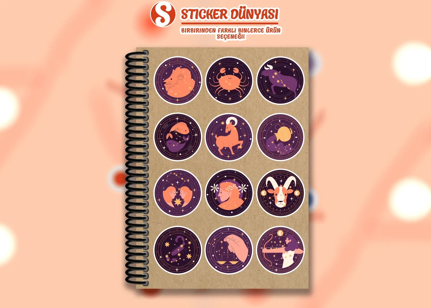 Astroloji ve Burç Desenli Yaratıcı Sticker Koleksiyonu (Burçlar1) görsel 3